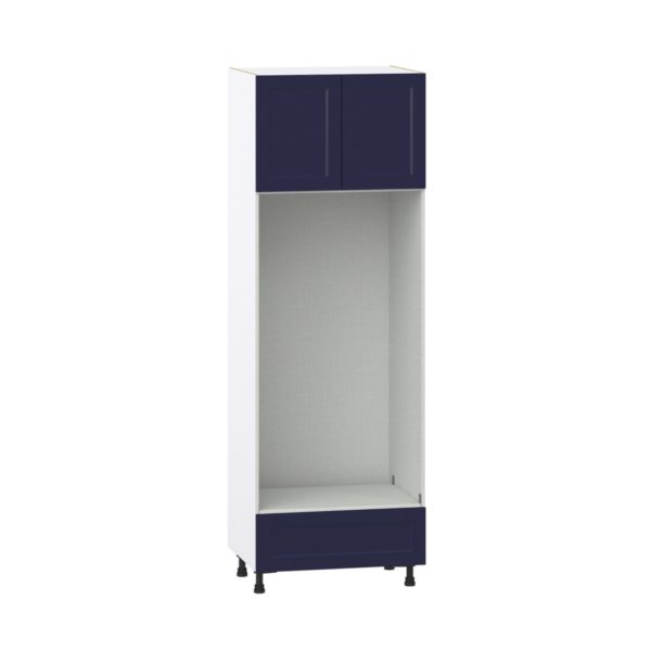 Camellia Painted Midnight Blue Recessed Assembled Pantry Micro/Oven Cabinet with Drawer (30 in. W X 89.5 in. H X 24 in. D)