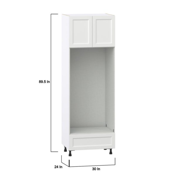 Magnolia Painted Bright White Recessed Assembled Pantry Micro/Oven Cabinet with Drawer (30 in. W X 89.5 in. H X 24 in. D)