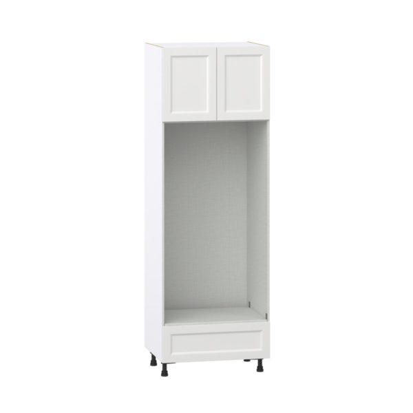 Magnolia Painted Bright White Recessed Assembled Pantry Micro/Oven Cabinet with Drawer (30 in. W X 89.5 in. H X 24 in. D)