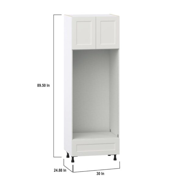 Wisteria Painted Light Gray Recessed Assembled Pantry Micro/Oven Cabinet with Drawer (30 in. W X 89.5 in. H X 24 in. D)