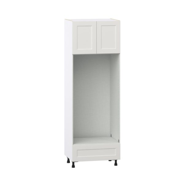 Wisteria Painted Light Gray Recessed Assembled Pantry Micro/Oven Cabinet with Drawer (30 in. W X 89.5 in. H X 24 in. D)