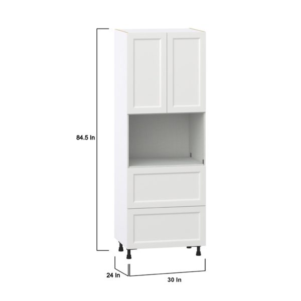 Magnolia Painted Bright White Recessed Assembled Pantry Microwave Cabinet with 2 Drawer (30 in. W X 84.5 in. H X 24 in. D)