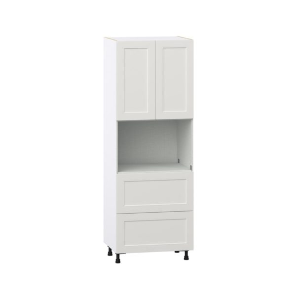 Wisteria Painted Light Gray Recessed Assembled Pantry Microwave Cabinet with 2 Drawer (30 in. W X 84.5 in. H X 24 in. D)