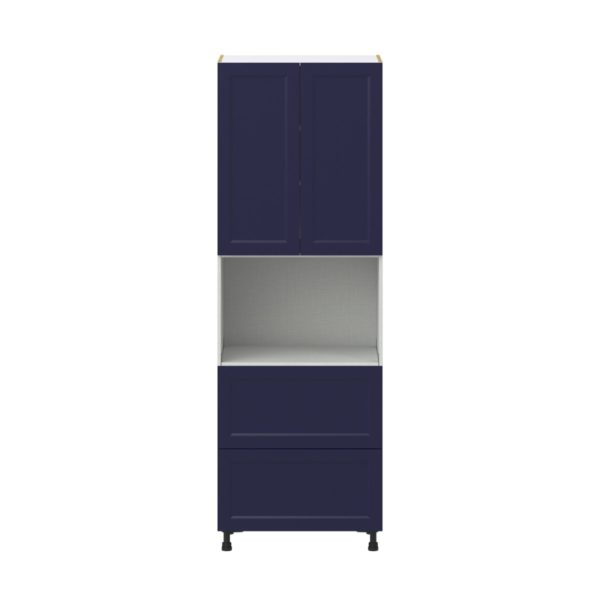 Camellia Painted Midnight Blue Recessed Assembled Pantry Microwave  Cabinet with 2 Drawers (30 in. W x 89.5 in. H x 24 in. D)