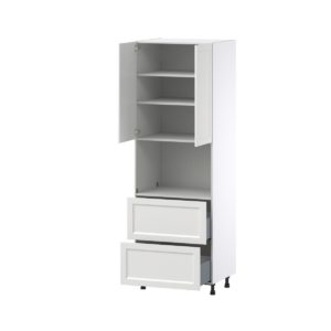 Magnolia Painted Bright White Recessed Assembled Pantry Microwave  Cabinet with 2 Drawers (30 in. W x 89.5 in. H x 24 in. D)