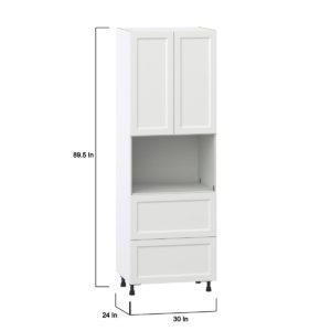 Magnolia Painted Bright White Recessed Assembled Pantry Microwave  Cabinet with 2 Drawers (30 in. W x 89.5 in. H x 24 in. D)