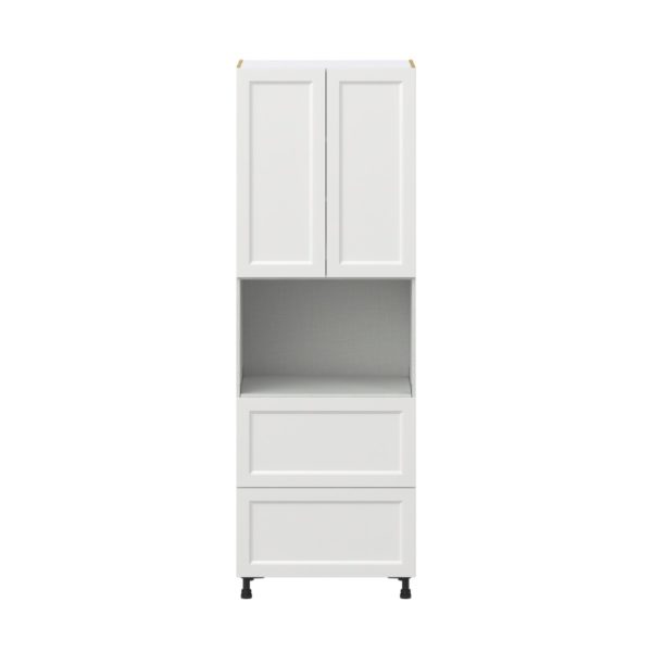 Magnolia Painted Bright White Recessed Assembled Pantry Microwave  Cabinet with 2 Drawers (30 in. W x 89.5 in. H x 24 in. D)