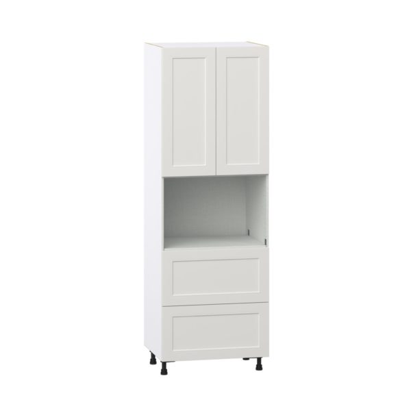 Wisteria Painted Light Gray Recessed Assembled Pantry Microwave  Cabinet with 2 Drawers (30 in. W x 89.5 in. H x 24 in. D)