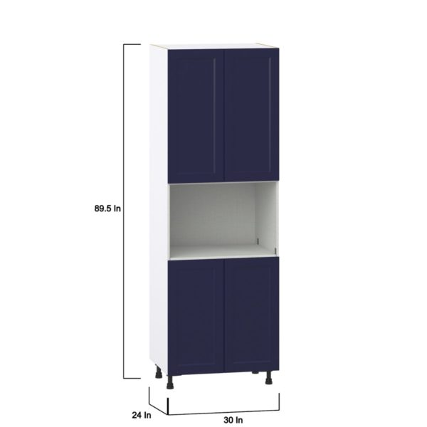 Camellia Painted Midnight Blue Recessed Assembled Pantry Micro/Oven  Cabinet (30 in. W x 89.5 in. H x 24 in. D)