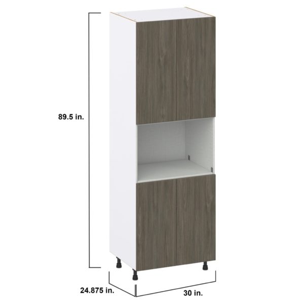 Cordyline Textured Slab Walnut Assembled Pantry Micro/Oven  Cabinet (30 in. W x 89.5 in. H x 24 in. D)