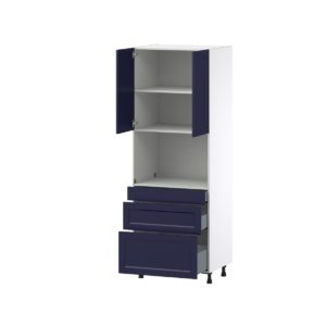 Camellia Painted Midnight Blue Recessed Assembled Pantry Micro/Oven  Cabinet with 3 Drawers (30 in. W x 84.5 in. H x 24 in. D)