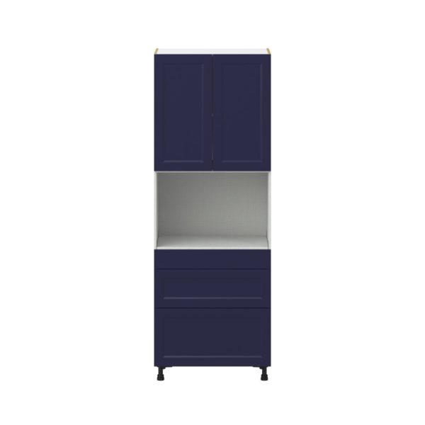 Camellia Painted Midnight Blue Recessed Assembled Pantry Micro/Oven  Cabinet with 3 Drawers (30 in. W x 84.5 in. H x 24 in. D)