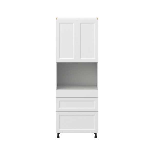 Magnolia Painted Bright White Recessed Assembled Pantry Micro/Oven  Cabinet with 3 Drawers (30 in. W x 84.5 in. H x 24 in. D)