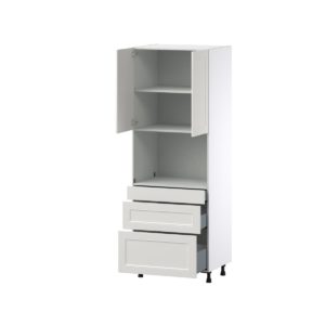 Wisteria Painted Light Gray Recessed Assembled Pantry Micro/Oven  Cabinet with 3 Drawers (30 in. W x 84.5 in. H x 24 in. D)