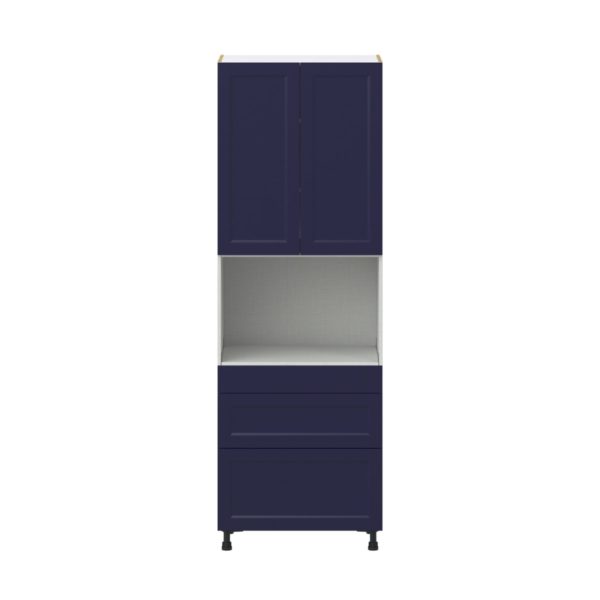 Camellia Painted Midnight Blue Recessed Assembled Pantry Microwave  Cabinet with 3 Drawers (30 in. W x 89.5 in. H x 24 in. D)