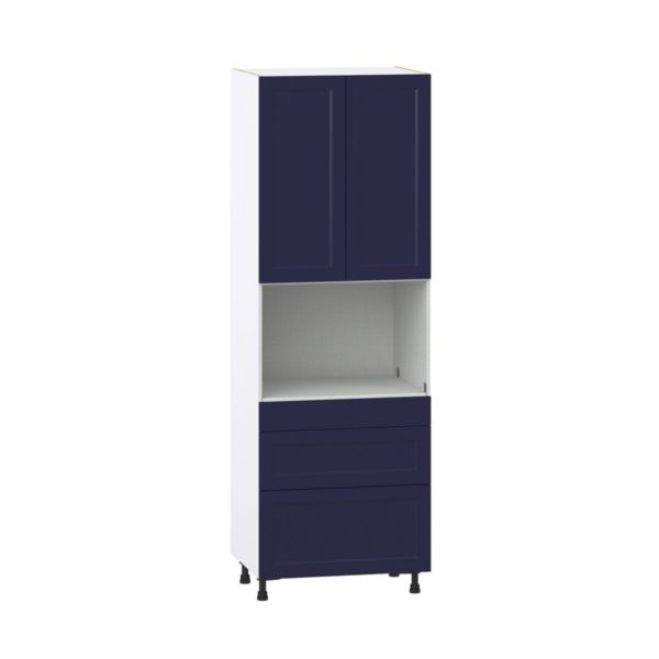 Camellia Painted Midnight Blue Recessed Assembled Pantry Microwave  Cabinet with 3 Drawers (30 in. W x 89.5 in. H x 24 in. D)