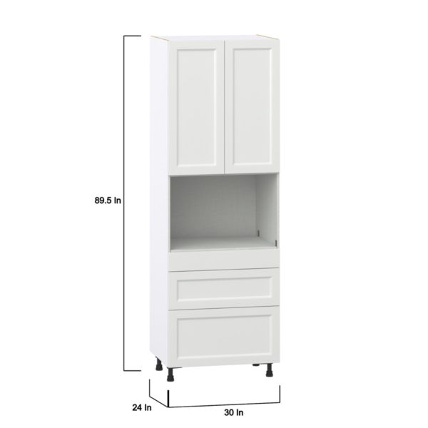 Magnolia Painted Bright White Recessed Assembled Pantry Microwave  Cabinet with 3 Drawers (30 in. W x 89.5 in. H x 24 in. D)