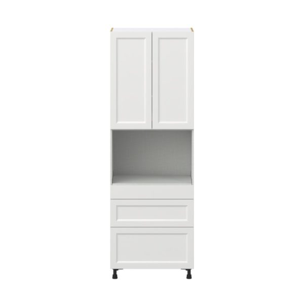 Magnolia Painted Bright White Recessed Assembled Pantry Microwave  Cabinet with 3 Drawers (30 in. W x 89.5 in. H x 24 in. D)