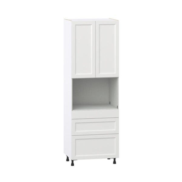 Magnolia Painted Bright White Recessed Assembled Pantry Microwave  Cabinet with 3 Drawers (30 in. W x 89.5 in. H x 24 in. D)