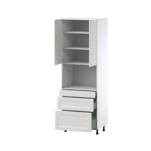 Wisteria Painted Light Gray Recessed Assembled Pantry Microwave  Cabinet with 3 Drawers (30 in. W x 89.5 in. H x 24 in. D)