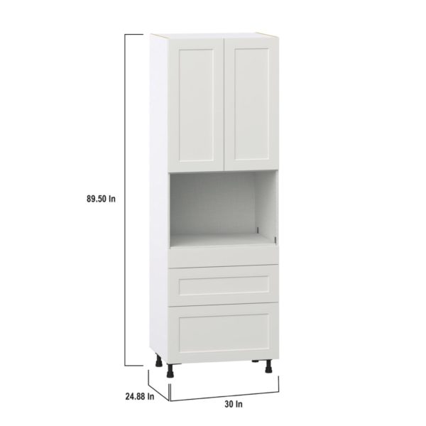 Wisteria Painted Light Gray Recessed Assembled Pantry Microwave  Cabinet with 3 Drawers (30 in. W x 89.5 in. H x 24 in. D)