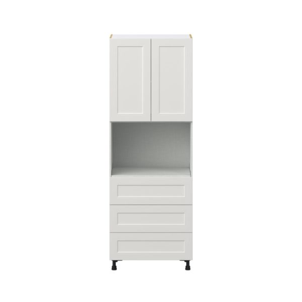 Wisteria Painted Light Gray Recessed Assembled Pantry Microwave Cabinet with 3 Even Drawers (30 in. W X 84.5 in. H X 24 in. D)