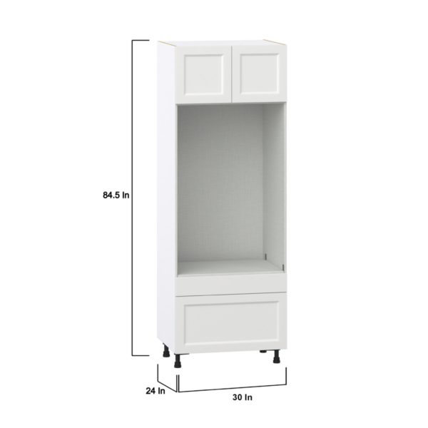 Magnolia Painted Bright White Recessed Assembled Pantry Microwave/Oven Combo Cabinet with 2 Drawers (30 in. W X 84.5 in. H X 24 in. D)