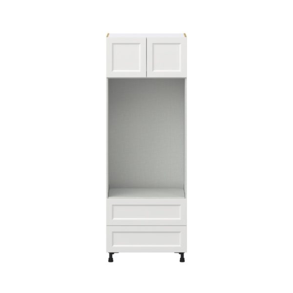 Magnolia Painted Bright White Recessed Assembled Pantry Micro/Oven Combo  Cabinet with 2 Drawers  (30 in. W x 84.5 in. H x 24 in. D)