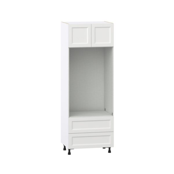 Magnolia Painted Bright White Recessed Assembled Pantry Micro/Oven Combo  Cabinet with 2 Drawers  (30 in. W x 84.5 in. H x 24 in. D)