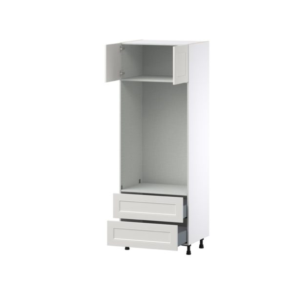 Wisteria Painted Light Gray Recessed Assembled Pantry Micro/Oven Combo  Cabinet with 2 Drawers  (30 in. W x 84.5 in. H x 24 in. D)