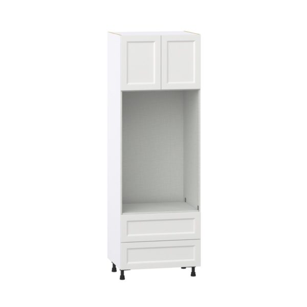 Magnolia Painted Bright White Recessed Assembled Pantry Micro/Oven Combo  Cabinet with 2 Drawers (30 in. W x 89.5 in. H x 24 in. D)