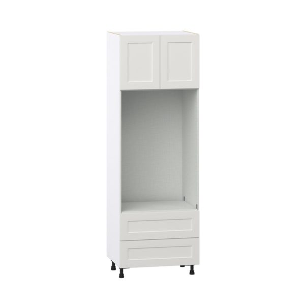 Wisteria Painted Light Gray Recessed Assembled Pantry Micro/Oven Combo  Cabinet with 2 Drawers (30 in. W x 89.5 in. H x 24 in. D)