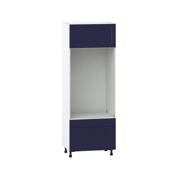 Camellia Painted Midnight Blue Recessed Assembled Pantry Micro/Oven Cabinet with 2 Drawers and Lift Up Door (30 in. W X 84.5 in. H X 24 in. D)