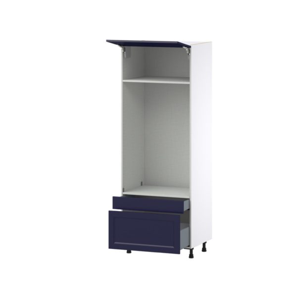 Camellia Painted Midnight Blue Recessed Assembled Pantry Micro/Oven Cabinet with 2 Drawers and Lift Up Door (30 in. W X 84.5 in. H X 24 in. D)