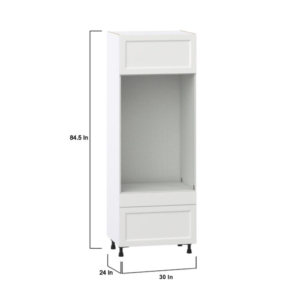 Magnolia Painted Bright White Recessed Assembled Pantry Micro/Oven Cabinet with 2 Drawers and Lift Up Door (30 in. W X 84.5 in. H X 24 in. D)