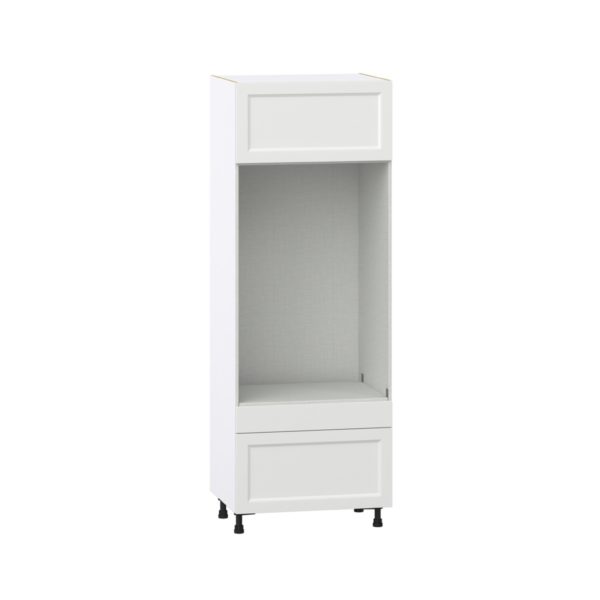 Magnolia Painted Bright White Recessed Assembled Pantry Micro/Oven Cabinet with 2 Drawers and Lift Up Door (30 in. W X 84.5 in. H X 24 in. D)