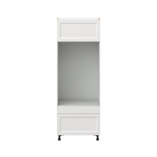 Magnolia Painted Bright White Recessed Assembled Pantry Micro/Oven Cabinet with 2 Drawers and Lift Up Door (30 in. W X 84.5 in. H X 24 in. D)