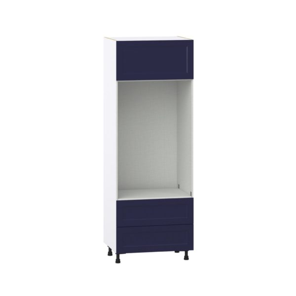 Camellia Painted Midnight Blue Recessed Assembled Pantry Micro/Oven  Cabinet with 2 Drawers (30 in. W x 84.5 in. H x 24 in. D)