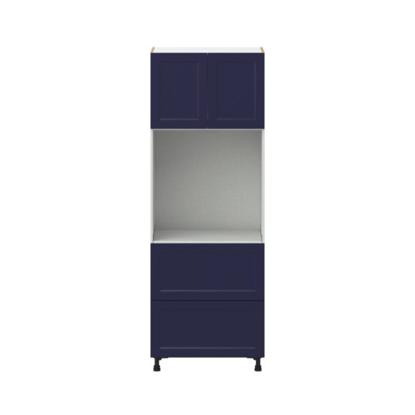 Camellia Painted Midnight Blue Recessed Assembled Single Oven  Cabinet with 2 Drawers (30 in. W x 84.5 in. H x 24 in. D)