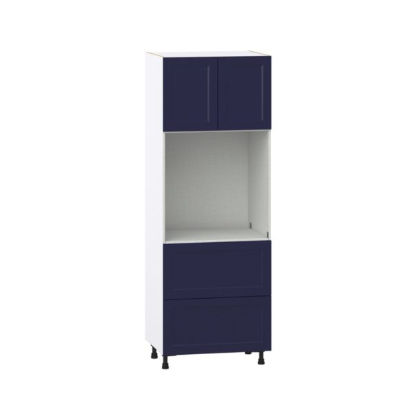 Camellia Painted Midnight Blue Recessed Assembled Single Oven  Cabinet with 2 Drawers (30 in. W x 84.5 in. H x 24 in. D)