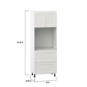 Wisteria Painted Light Gray Recessed Assembled Single Oven  Cabinet with 2 Drawers (30 in. W x 84.5 in. H x 24 in. D)