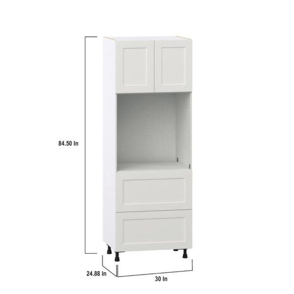 Wisteria Painted Light Gray Recessed Assembled Single Oven  Cabinet with 2 Drawers (30 in. W x 84.5 in. H x 24 in. D)