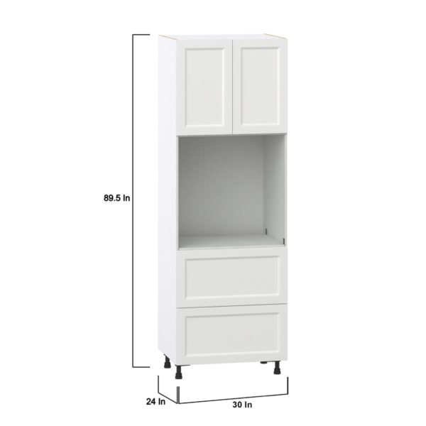 Magnolia Painted Bright White Recessed Assembled Pantry Single Oven Cabinet with 2 Drawer (30 in. W X 89.5 in. H X 24 in. D)