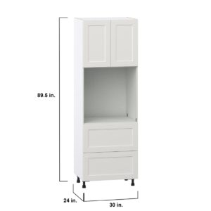 Wisteria Painted Light Gray Recessed Assembled Pantry Single Oven Cabinet with 2 Drawer (30 in. W X 89.5 in. H X 24 in. D)