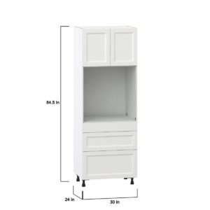 Magnolia Painted Bright White Recessed Assembled Single Oven  Cabinet with 3 Drawers (30 in. W x 84.5 in. H x 24 in. D)