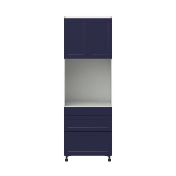 Camellia Painted Midnight Blue Recessed Assembled Single Oven  Cabinet with Drawers (30 in. W x 89.5 in. H x 24 in. D)