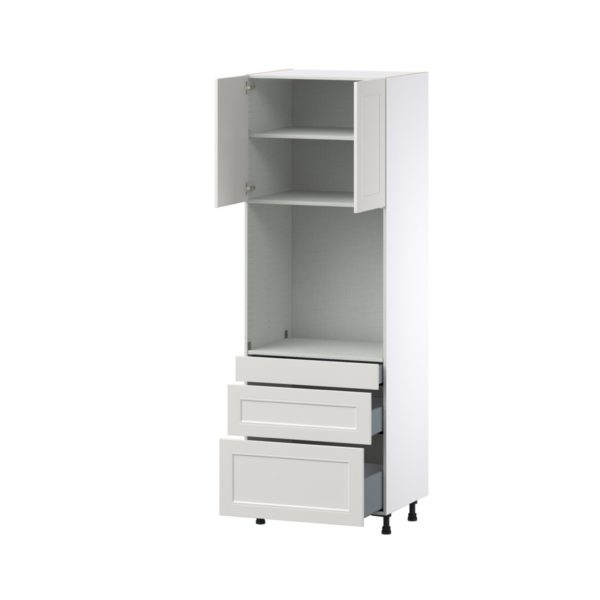 Wisteria Painted Light Gray Recessed Assembled Single Oven  Cabinet with Drawers (30 in. W x 89.5 in. H x 24 in. D)