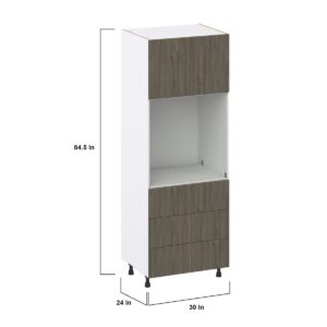 Cordyline Textured Slab Walnut Assembled Pantry Single Oven Cabinet with 3 Even Drawers (30 in. W X 84.5 in. H X 24 in. D)