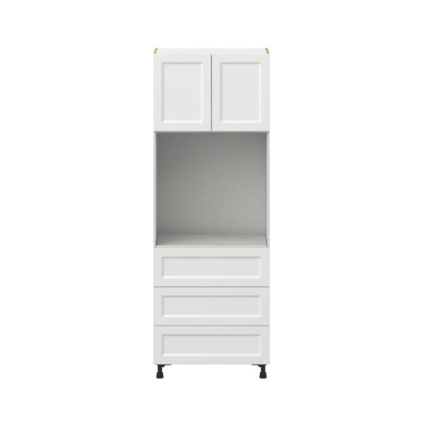 Magnolia Painted Bright White Recessed Assembled Pantry Single Oven Cabinet with 3 Even Drawers (30 in. W X 84.5 in. H X 24 in. D)