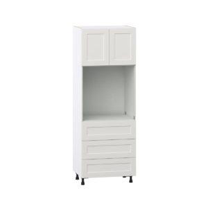 Wisteria Painted Light Gray Recessed Assembled Pantry Single Oven Cabinet with 3 Even Drawers (30 in. W X 84.5 in. H X 24 in. D)